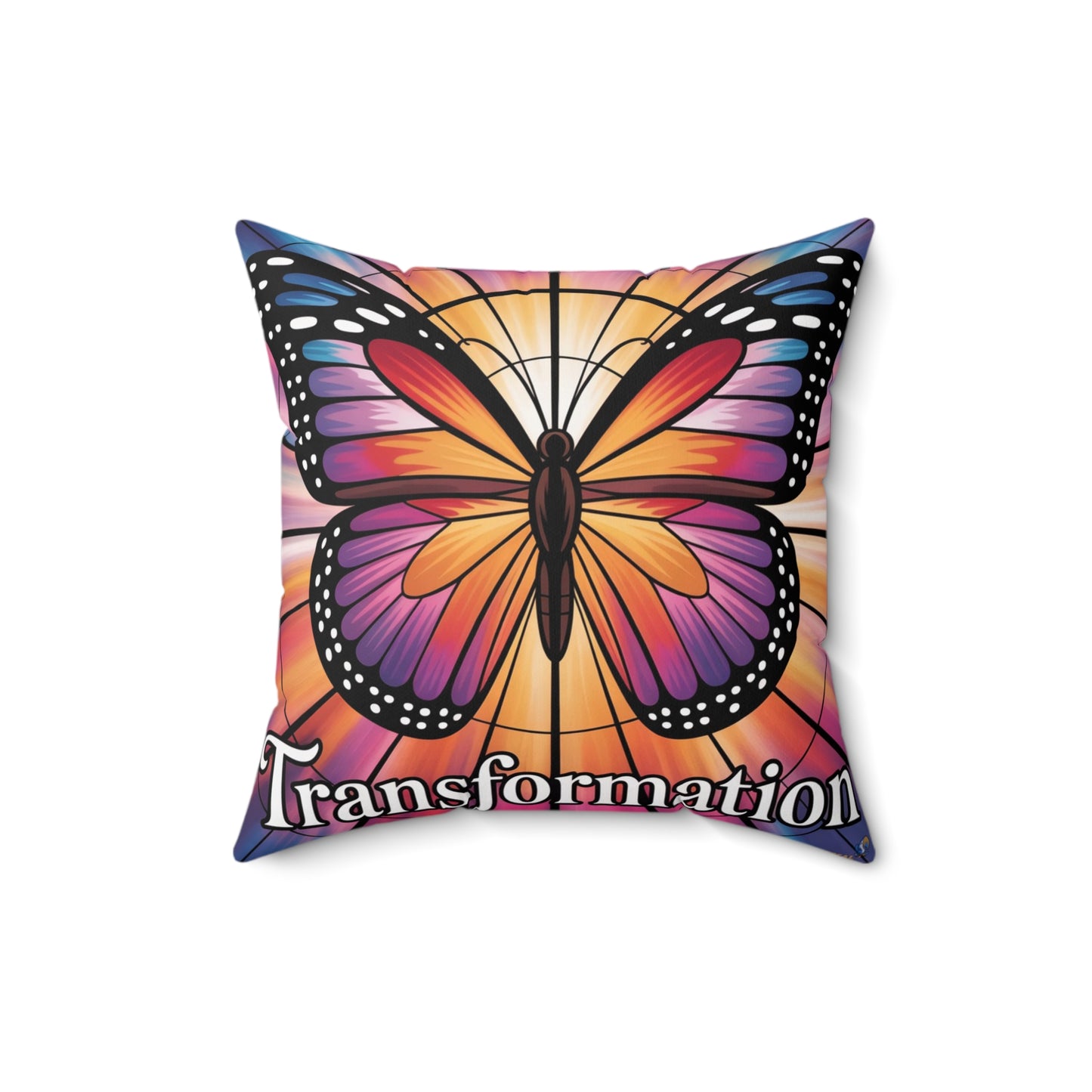 Inspirational Butterfly Throw Pillow – Stained Glass Mosaic Cushion | Loyalty & Spirit Decorative Pillow