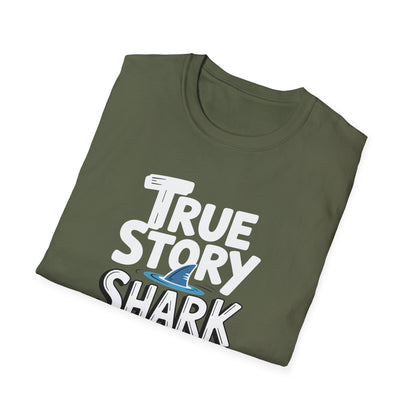 Amputee Humor, Limb Loss Awareness Tee,   True Story Shark Bit My Leg V1b
