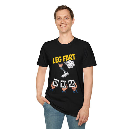 Prosthetic Leg Fart Scoreboard T-Shirt | Funny Amputee Sports Judging Graphic Tee