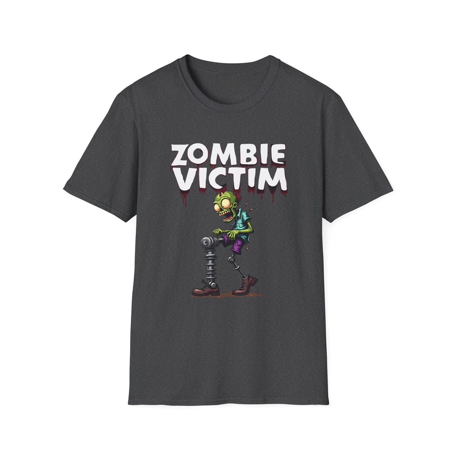Amputee Humor, Limb Loss Awareness Tee,   Zombie Victim Amp V1 Blk Print