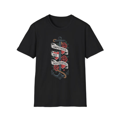 Amputee Humor, Limb Loss Awareness Tee,   Amputated Not Defeated V1