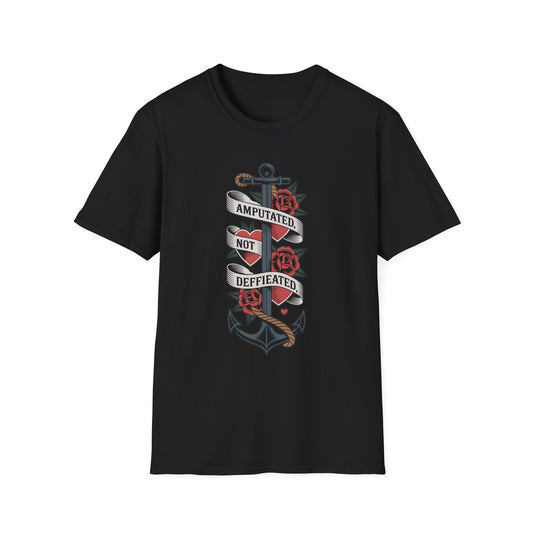 Amputee Humor, Limb Loss Awareness Tee,   Amputated Not Defeated V1