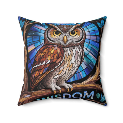 Inspirational Owl Throw Pillow – Stained Glass Mosaic Cushion | Endurance & Wisdom Decorative Decor