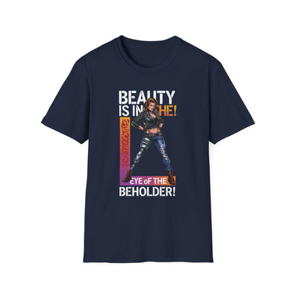 Amputee Humor, Limb Loss Awareness Tee,   Beauty Is In The Eye Female Leg Amputee V2 Print