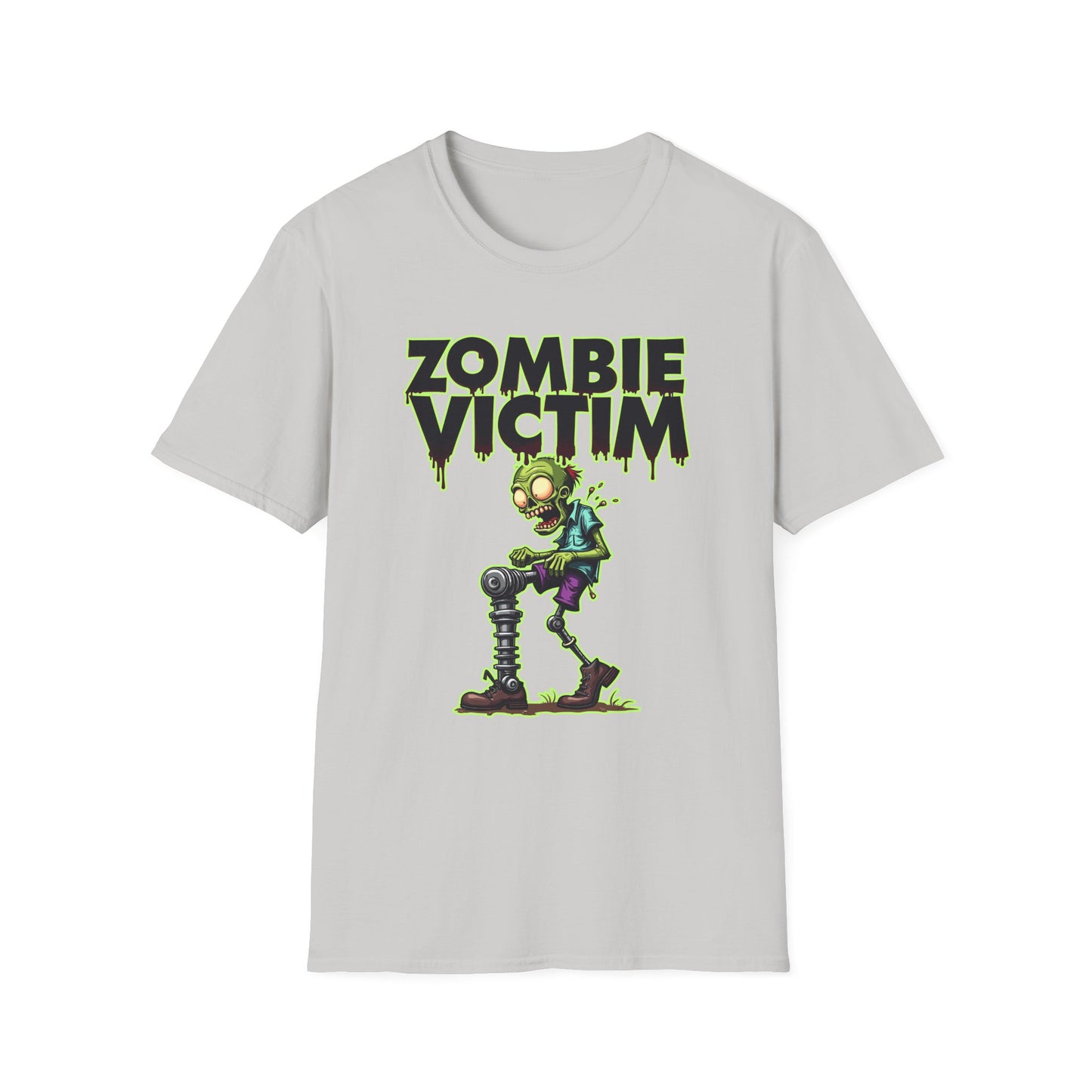 Amputee Humor, Limb Loss Awareness Tee,   Zombie Victim Amp V1 Blk Print