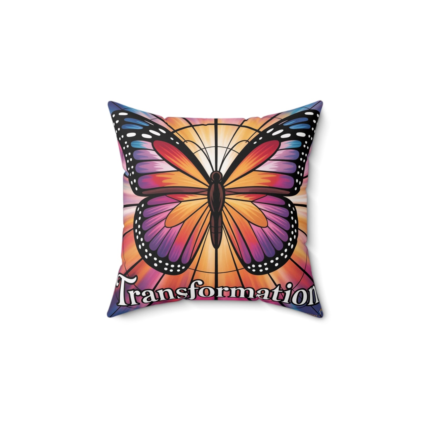 Inspirational Butterfly Throw Pillow – Stained Glass Mosaic Cushion | Loyalty & Spirit Decorative Pillow