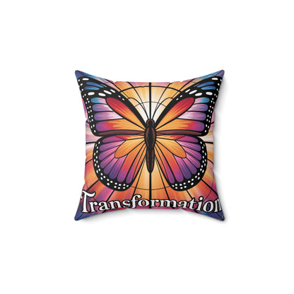 Inspirational Butterfly Throw Pillow – Stained Glass Mosaic Cushion | Loyalty & Spirit Decorative Pillow