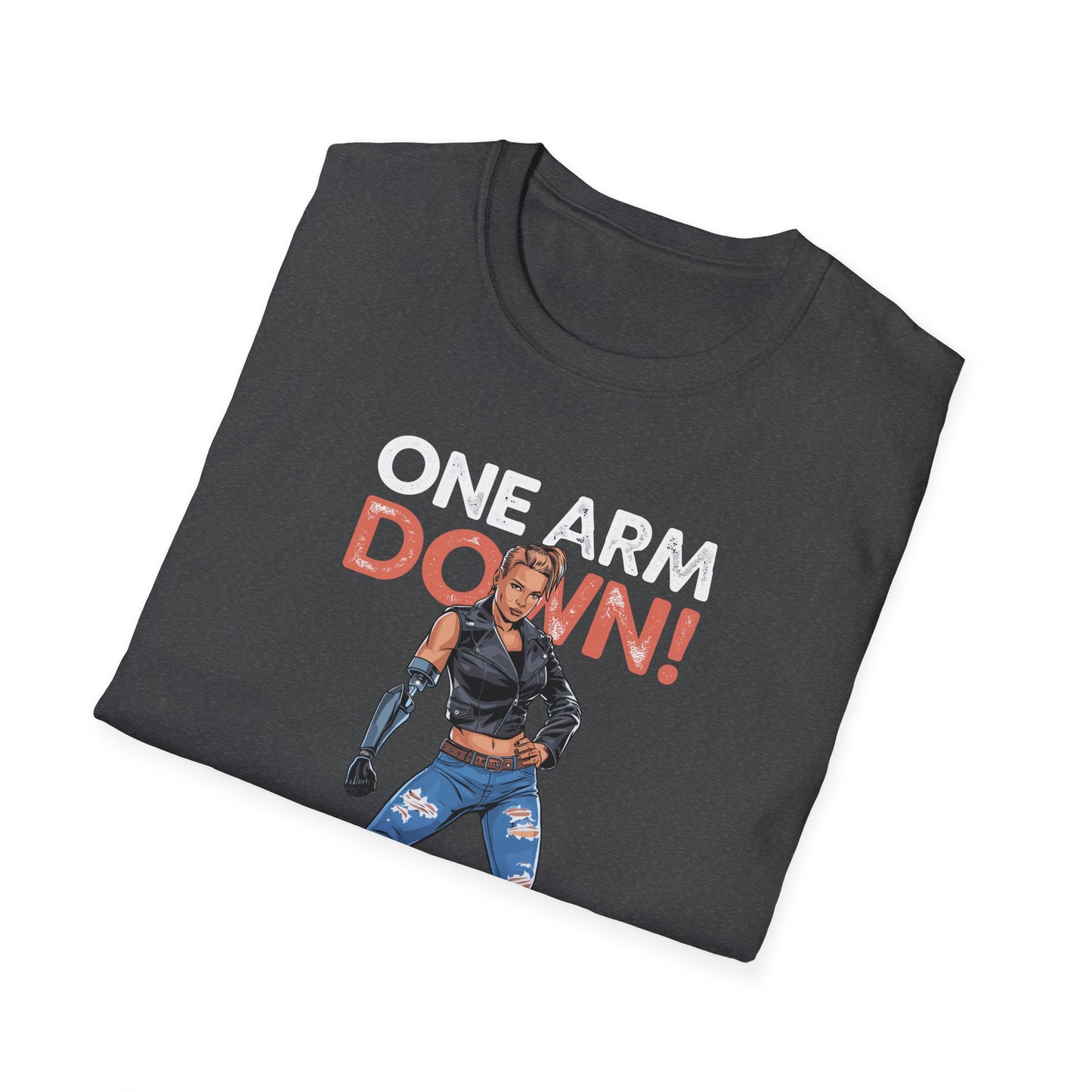 Amputee Humor, Limb Loss Awareness Tee,   One Arm Down Woman V1 Print
