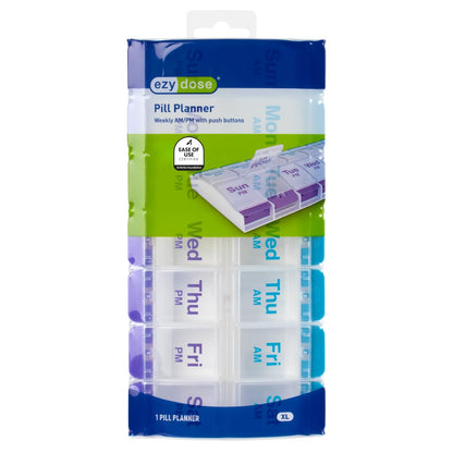 Ezy Dose Weekly (7-Day) AM/PM Pill Organizer, X-Large Case, Blue/Purple