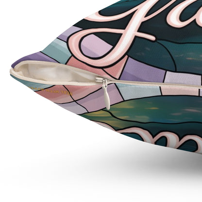 Inspirational Swan Throw Pillow – Stained Glass Mosaic Cushion | Grace & Beauty Decorative Accent