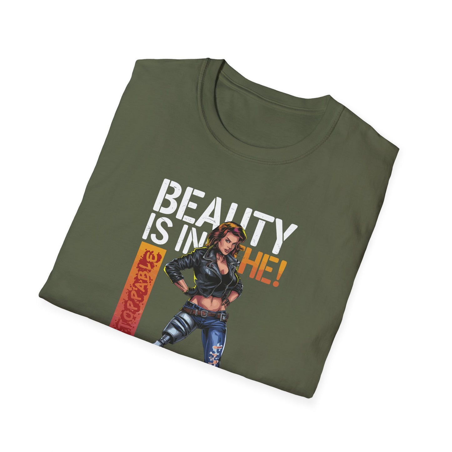 Amputee Humor, Limb Loss Awareness Tee,   Beauty Is In The Eye Female Leg Amputee V2 Print