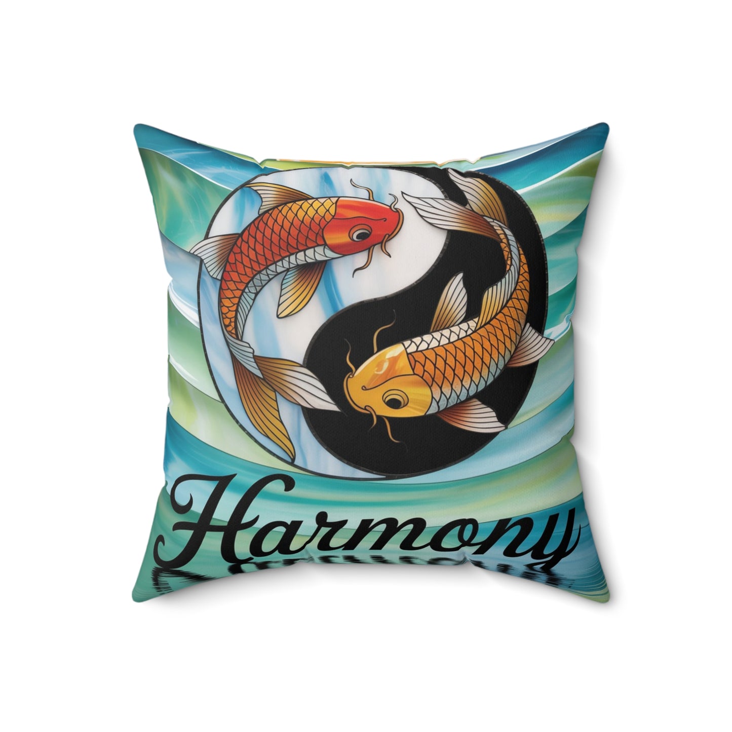 Inspirational Coix Fish Throw Pillow – Stained Glass Mosaic Cushion | Loyalty & Spirit Decorative Pillow