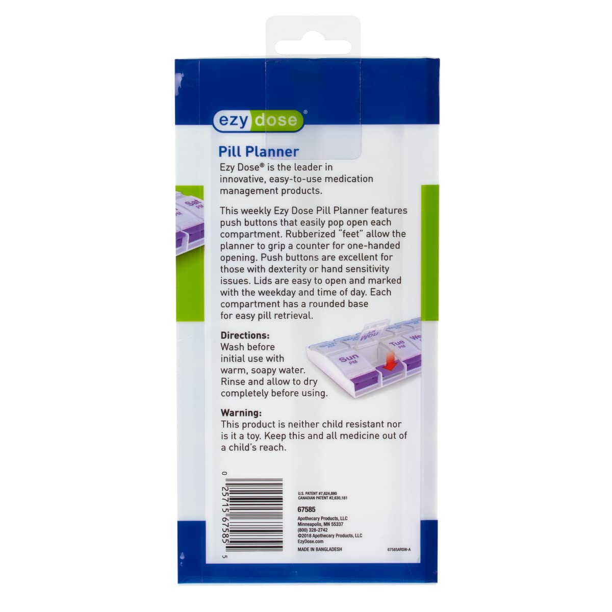 Ezy Dose Weekly (7-Day) AM/PM Pill Organizer, X-Large Case, Blue/Purple