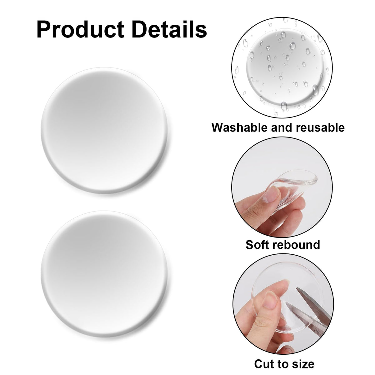 8 Pcs Prosthetic Liner Patches, 2.6Inch Amputee Leg Gel Pads, Reusable
