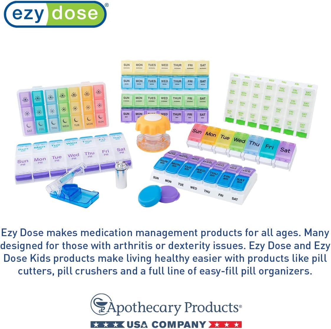 Ezy Dose Weekly (7-Day) AM/PM Pill Organizer, X-Large Case, Blue/Purple
