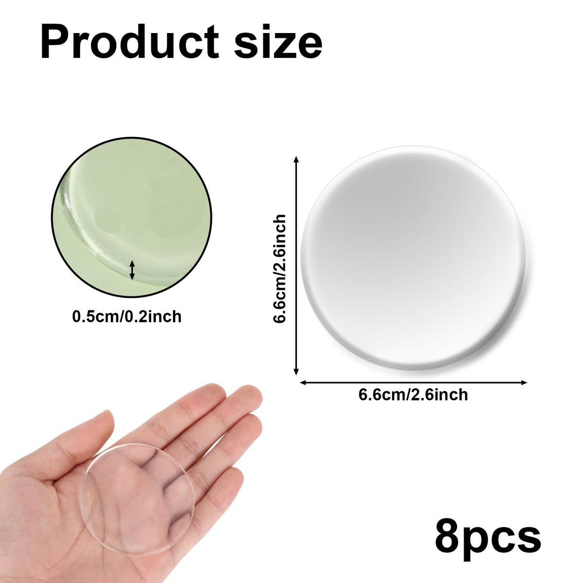 8 Pcs Prosthetic Liner Patches, 2.6Inch Amputee Leg Gel Pads, Reusable