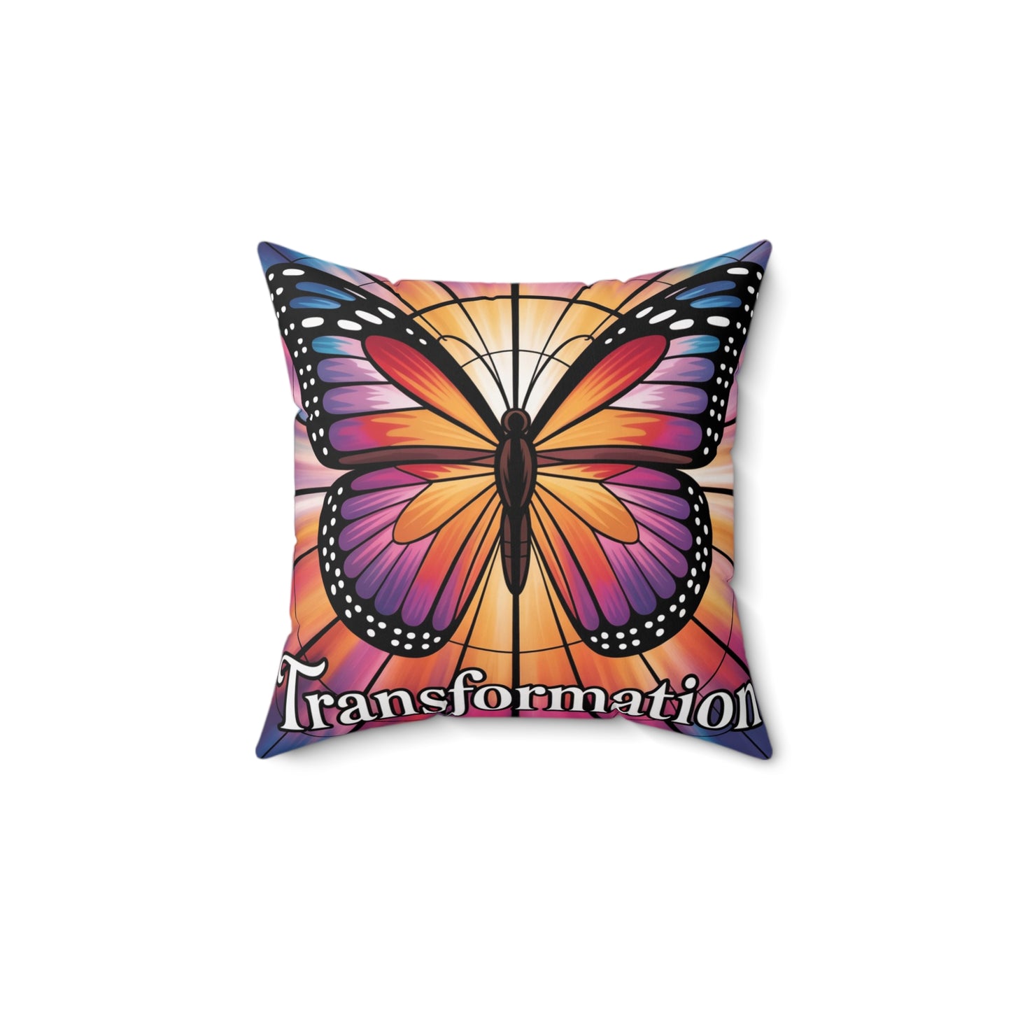 Inspirational Butterfly Throw Pillow – Stained Glass Mosaic Cushion | Loyalty & Spirit Decorative Pillow