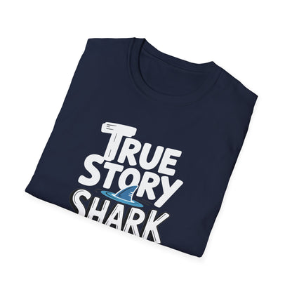 Amputee Humor, Limb Loss Awareness Tee,   True Story Shark Bit My Leg V1b