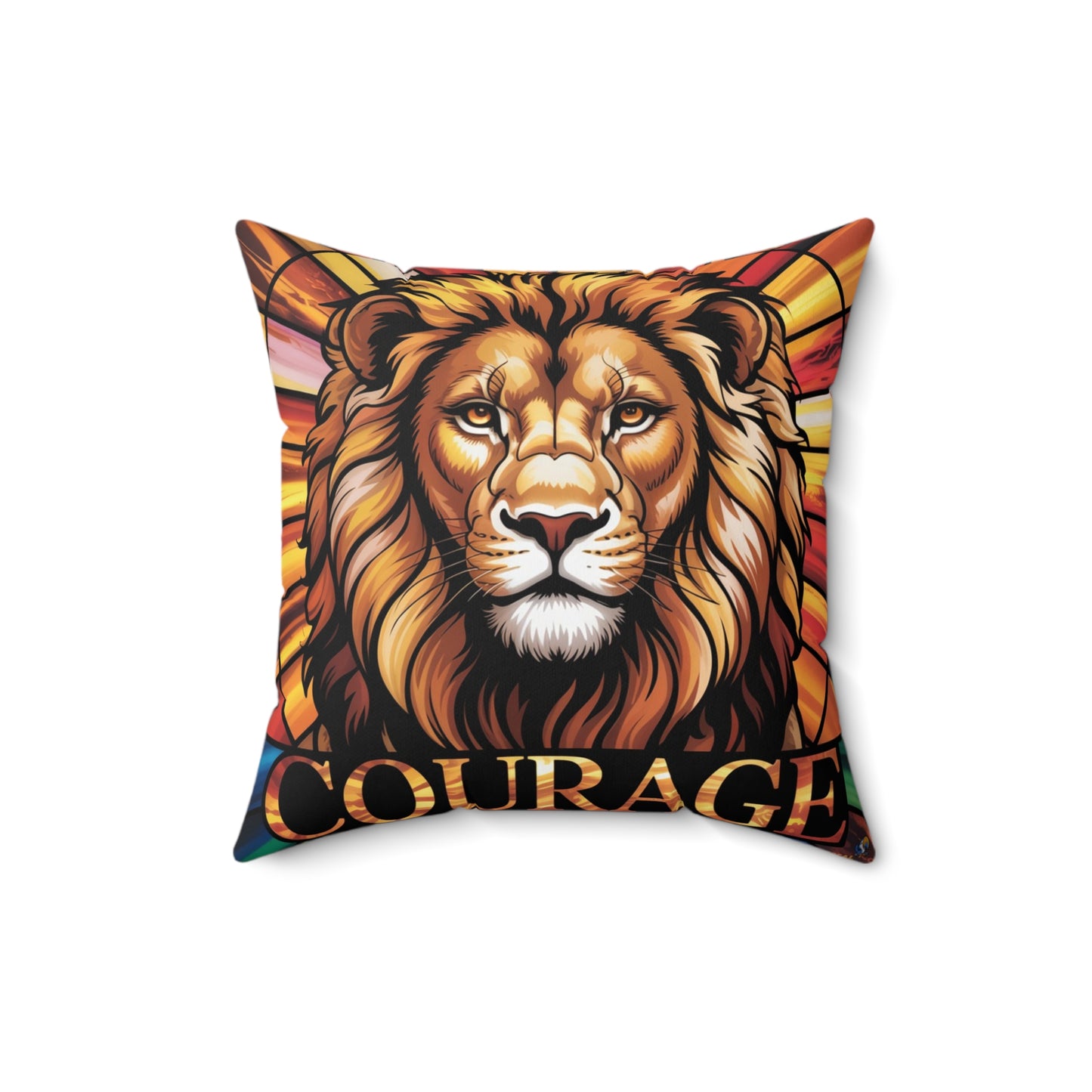 Inspirational Lion Throw Pillow – Stained Glass Mosaic Cushion | Loyalty & Spirit Decorative Pillow