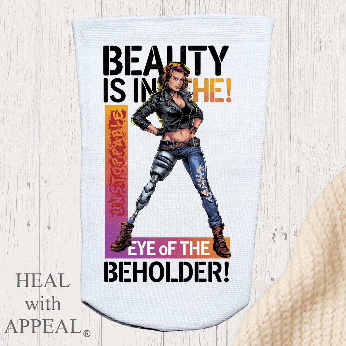 Amputee Sock, "Beauty is in the eye V2B" 3ply Stump Sock