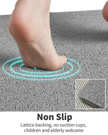Non Slip Shower Mat, Comfortable Bath mat for Textured Surface,Quick Drying Easy Cleaning Shower Floor Mat for Wet Area,Without Suction Cups Grey 24 x 24