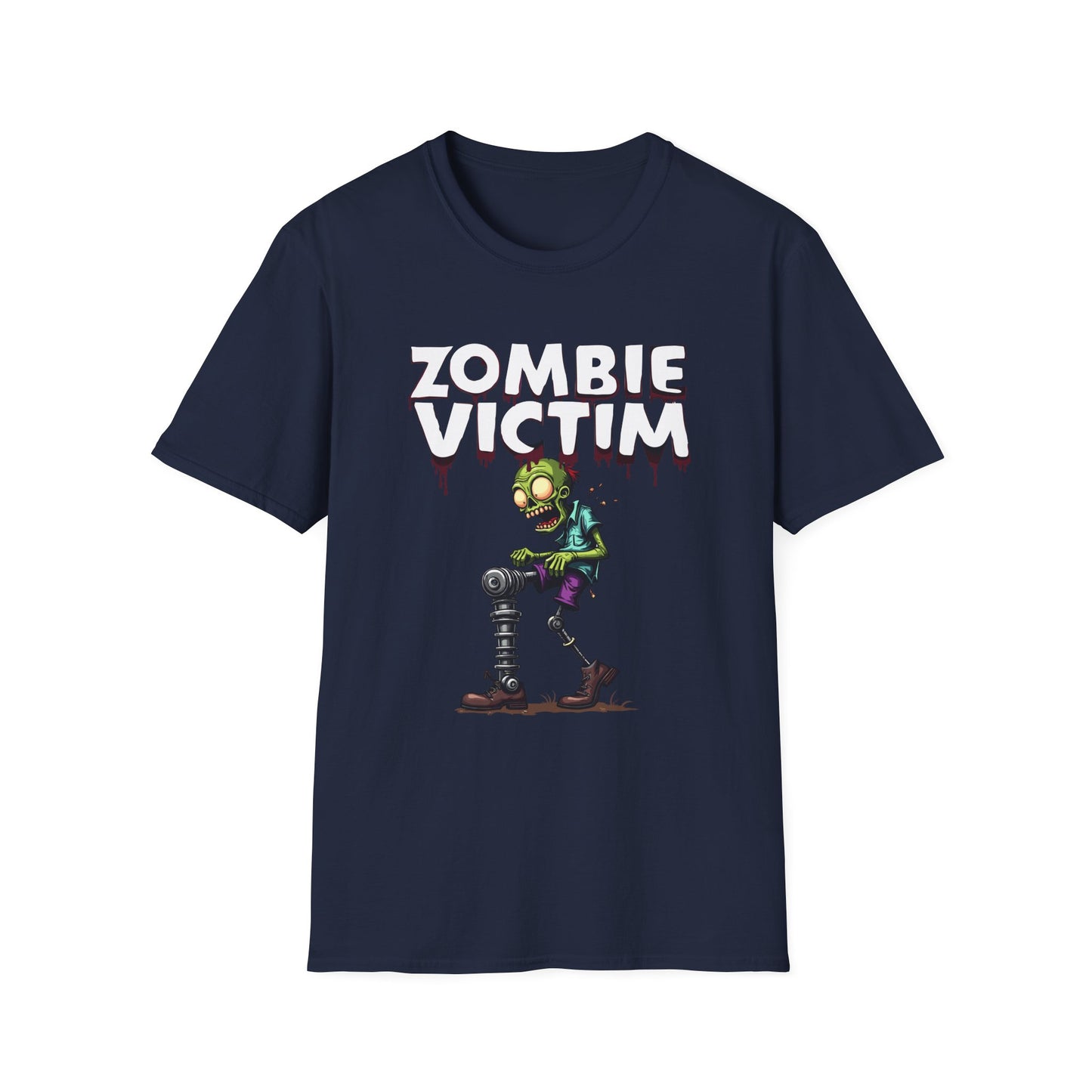 Amputee Humor, Limb Loss Awareness Tee,   Zombie Victim Amp V1 Blk Print