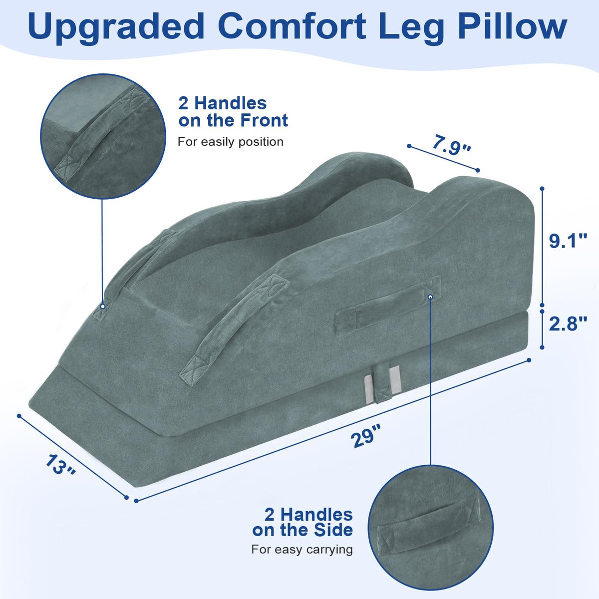 KingPavonini Leg Elevation Pillow for After Surgery, Single Leg, Grey
