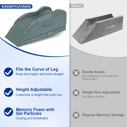 KingPavonini Leg Elevation Pillow for After Surgery, Single Leg, Grey