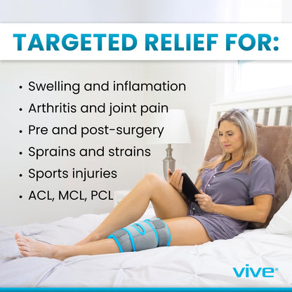 Vive Knee Ice Pack Wrap - Cold/Hot Gel Compression Brace for Pain Relief