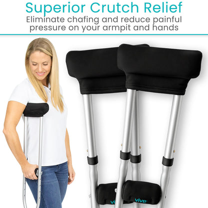 Vive Premium Crutch Pads & Hand Grips - Comfortable, Breathable