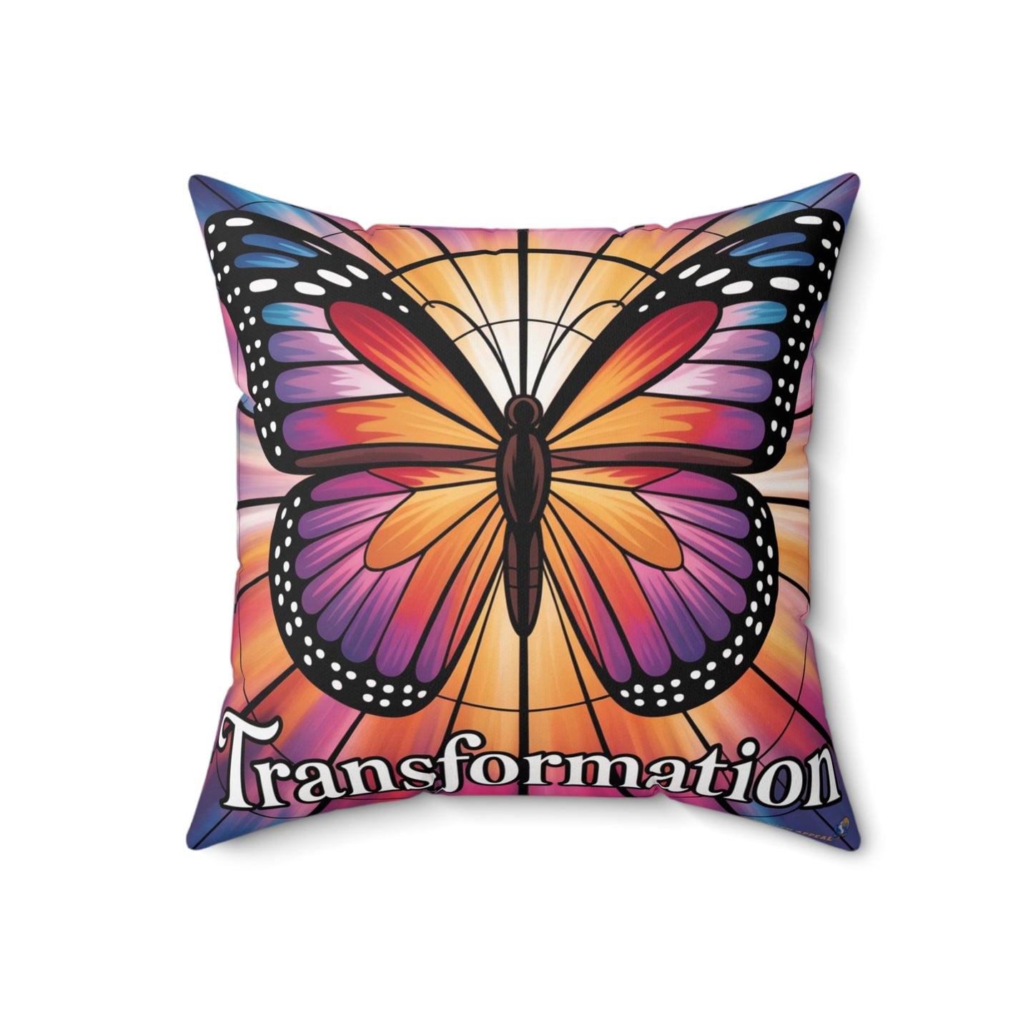 Inspirational Butterfly Throw Pillow – Stained Glass Mosaic Cushion | Loyalty & Spirit Decorative Pillow