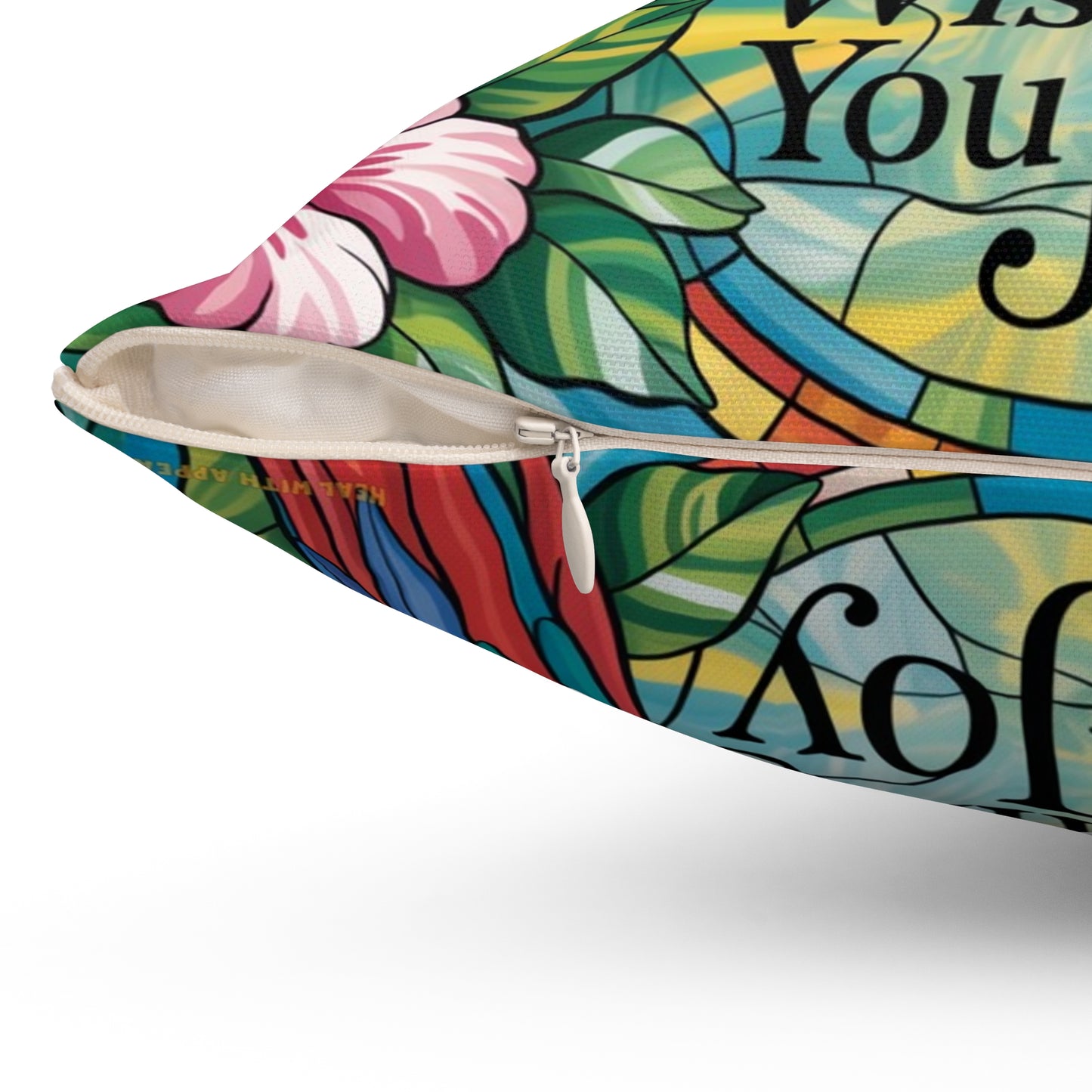 Inspirational Scarlet Macw Throw Pillow – Stained Glass Mosaic Cushion | Endurance & Wisdom Decorative Decor