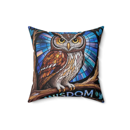 Inspirational Owl Throw Pillow – Stained Glass Mosaic Cushion | Endurance & Wisdom Decorative Decor