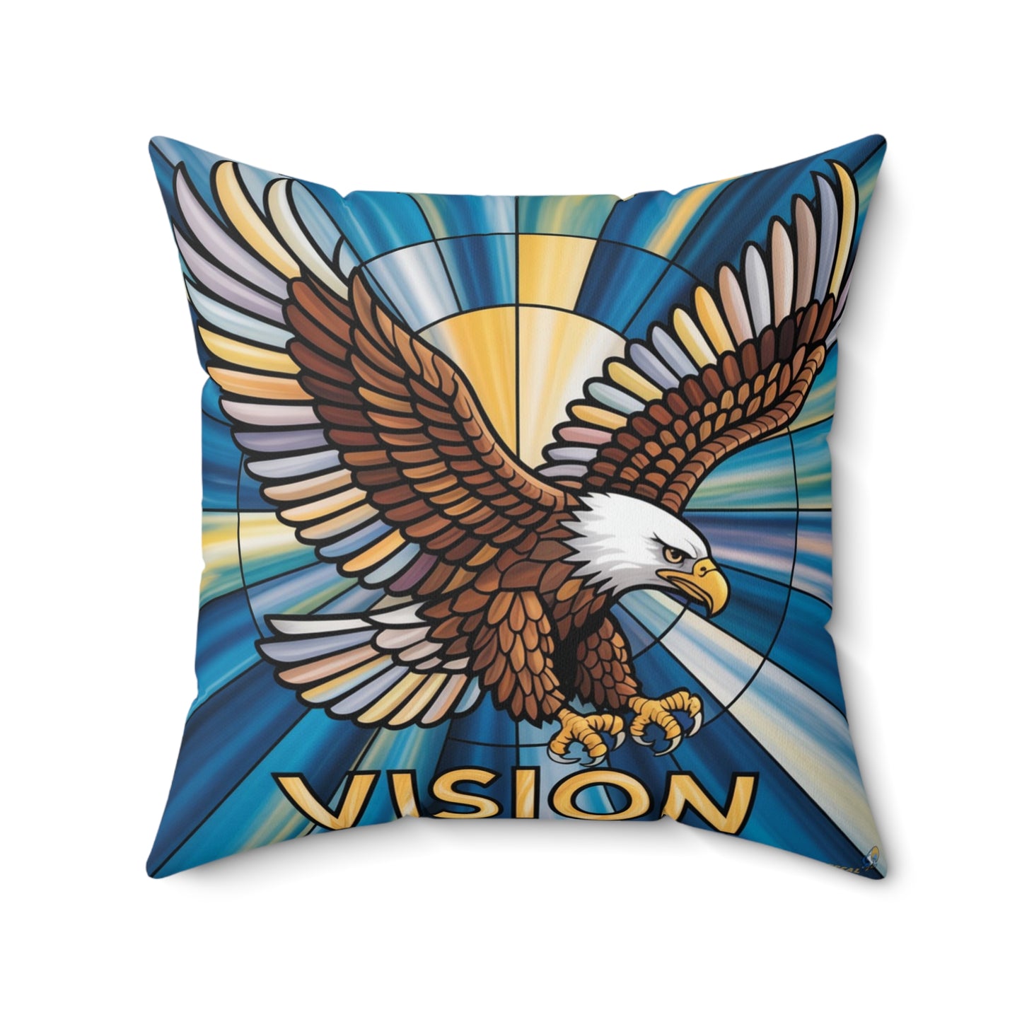 Inspirational Eagle Throw Pillow – Stained Glass Mosaic Cushion | Loyalty & Spirit Decorative Pillow