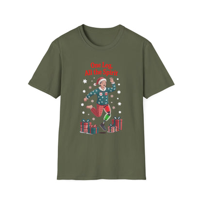 Amputee Humor, Limb Loss Awareness Tee,   One Leg All The Spirit V1