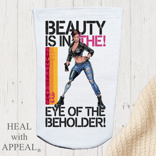 Amputee Sock, "Beauty is in the eye V1B" 3ply Stump Sock