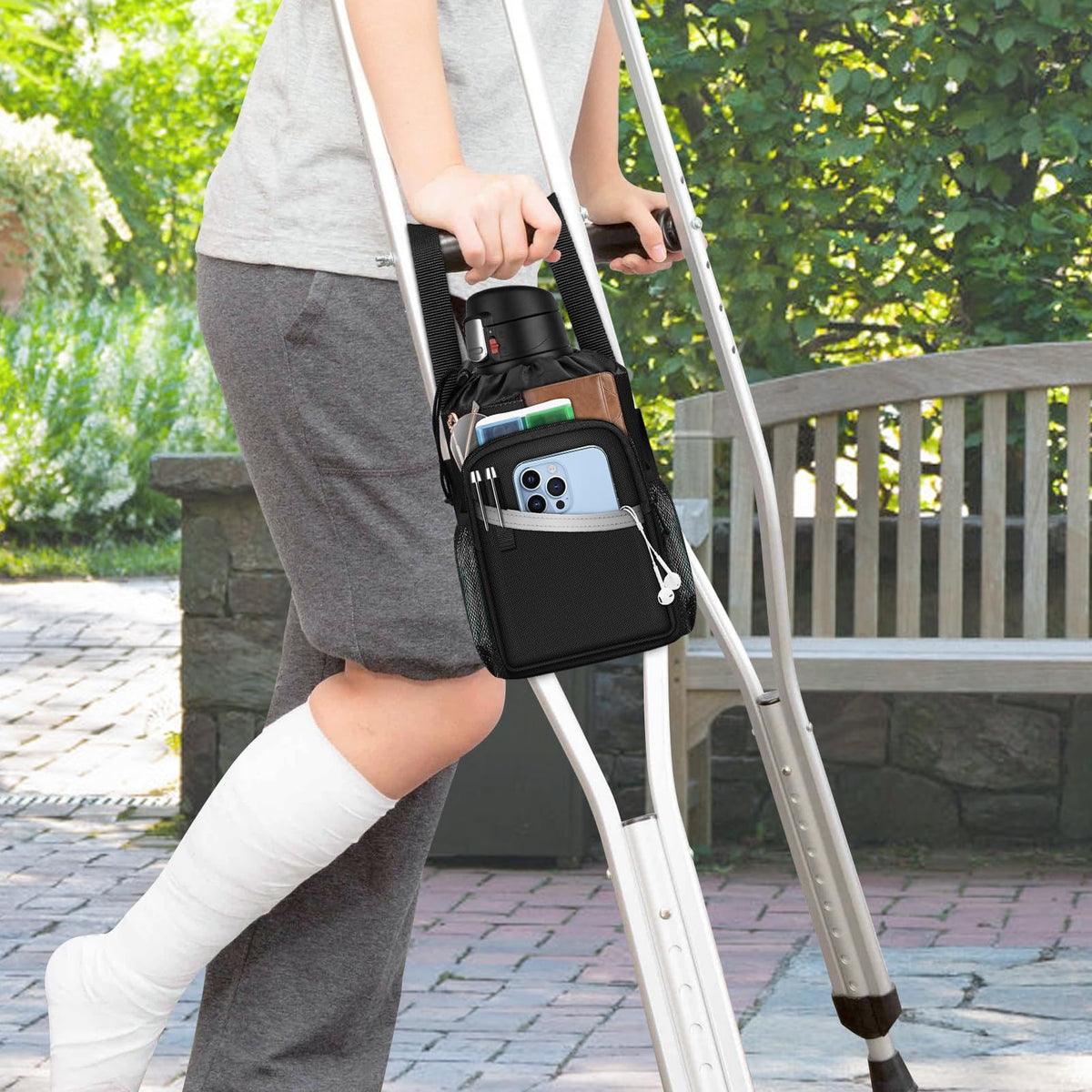 FINPAC Crutch Accessories Bag, Water-Resistant Storage Organizer Tote Bag
