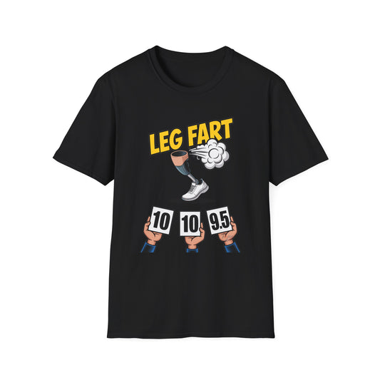 Prosthetic Leg Fart Scoreboard T-Shirt | Funny Amputee Sports Judging Graphic Tee