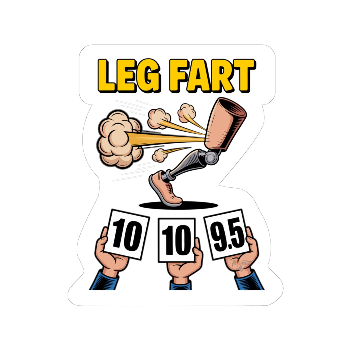 Leg Fart Sticker | Prosthetic Leg Cartoon Kiss-Cut Vinyl