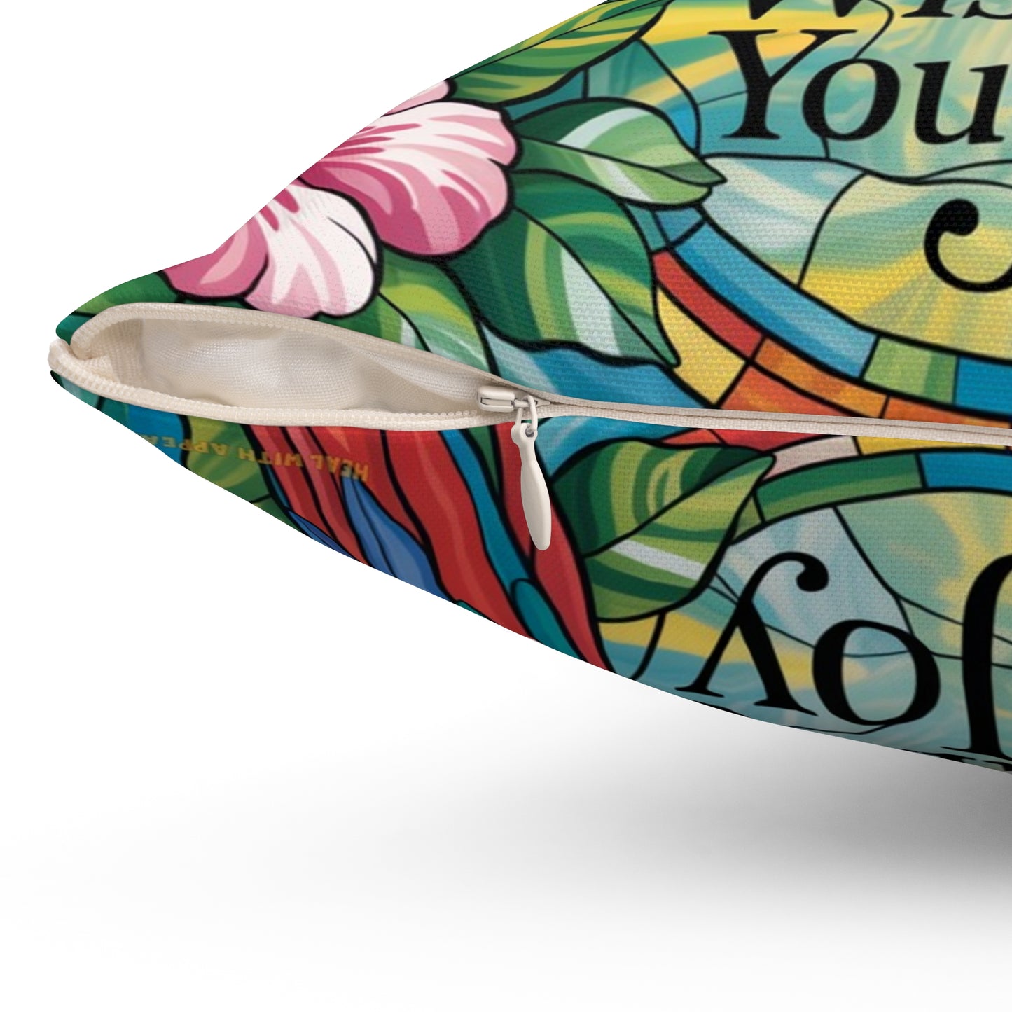 Inspirational Scarlet Macw Throw Pillow – Stained Glass Mosaic Cushion | Endurance & Wisdom Decorative Decor