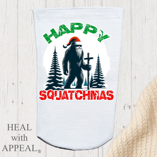 Amputee Sock, "Happy Squatchmas V3" 3ply Stump Sock