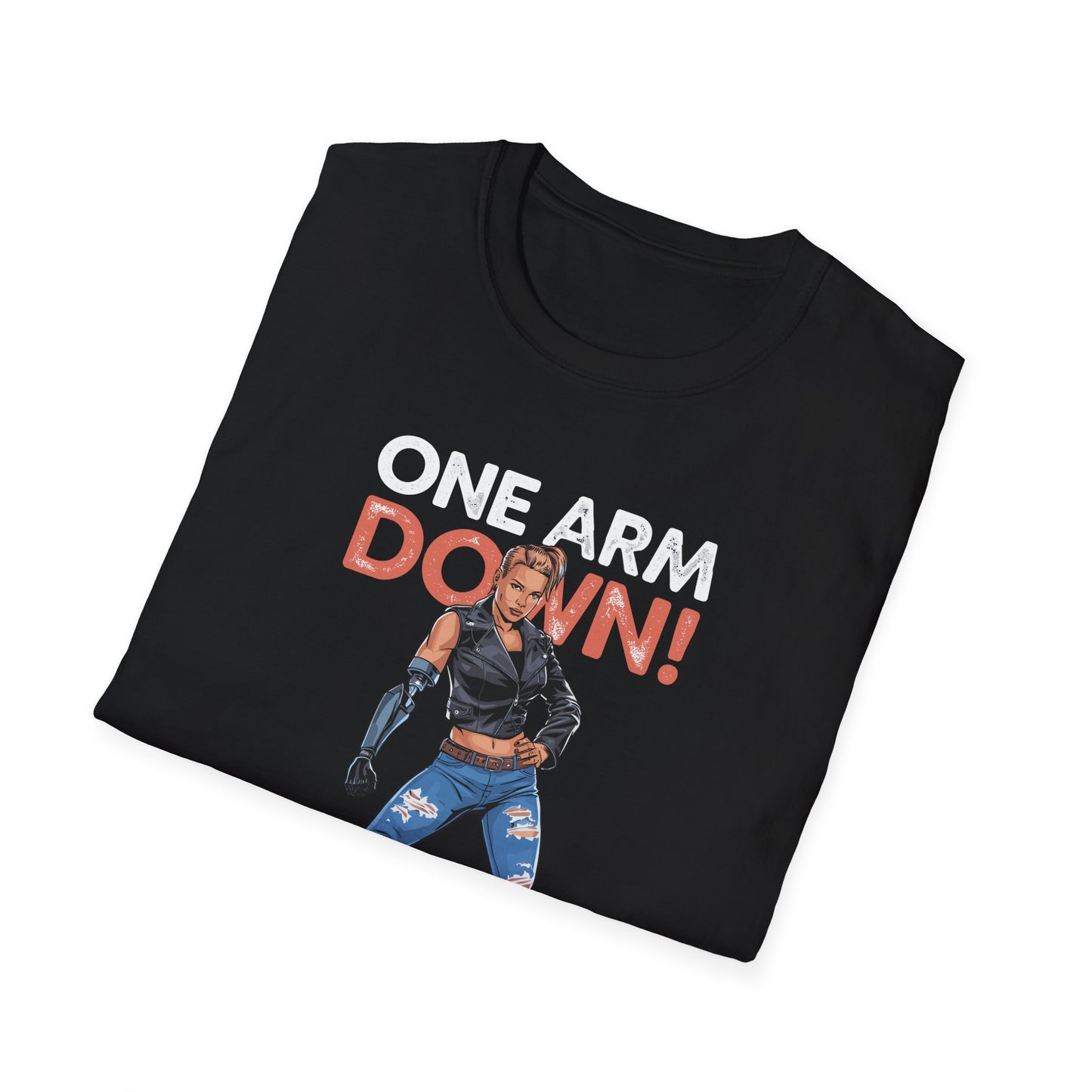 Amputee Humor, Limb Loss Awareness Tee,   One Arm Down Woman V1 Print