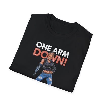 Amputee Humor, Limb Loss Awareness Tee,   One Arm Down Woman V1 Print