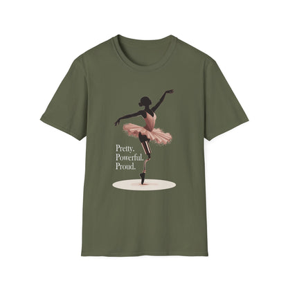 Amputee Humor, Limb Loss Awareness Tee,   Pretty Powerful Proud V1b