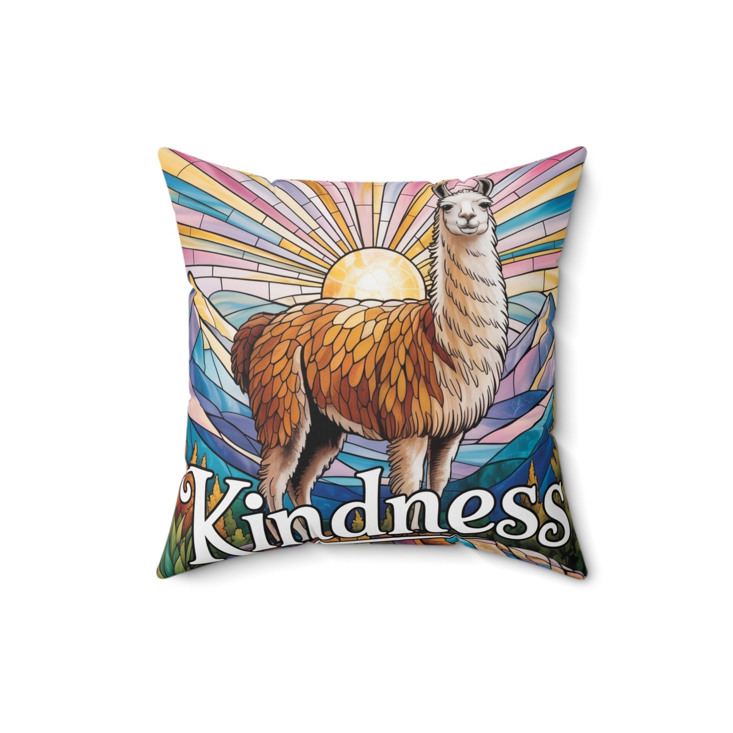 Inspirational LLama Throw Pillow – Stained Glass Mosaic Cushion | Loyalty & Spirit Decorative Pillow