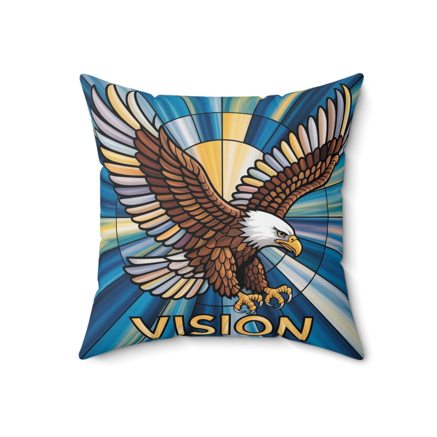 Inspirational Eagle Throw Pillow – Stained Glass Mosaic Cushion | Loyalty & Spirit Decorative Pillow