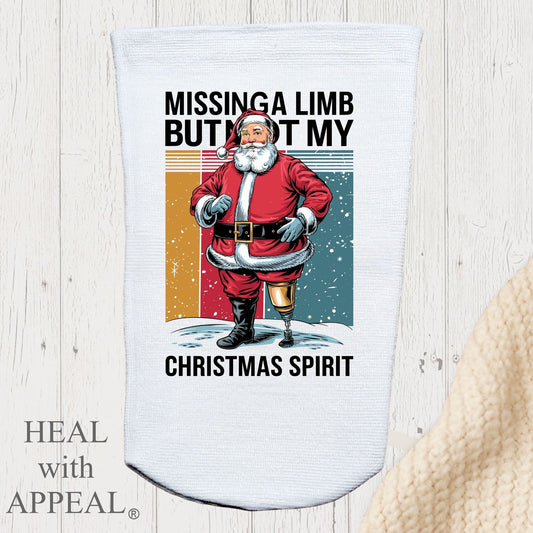 Amputee Sock, "Missing limb not Christmas Spirit V1" 3ply Stump Sock
