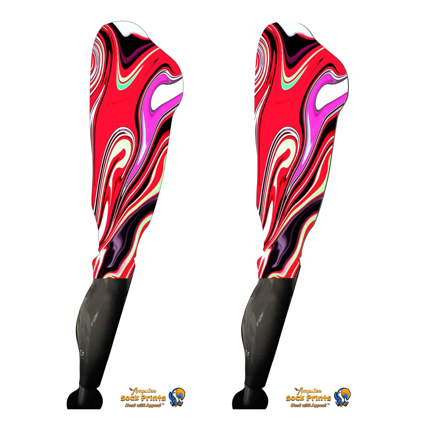Abstract RedPink swirls V1 BOOT PAIR