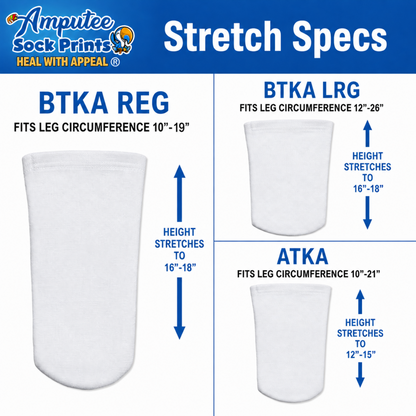 Amputee Stump Sock – Wizard Print, 3-Ply BK & AK Limb Cover