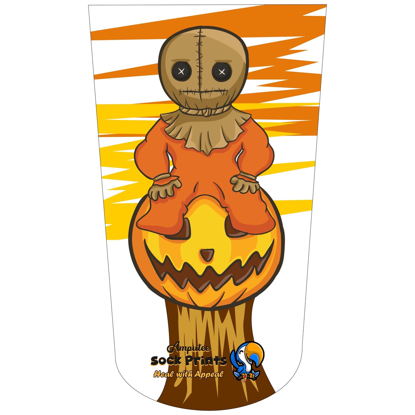Cute Child Scarecrow sits on Pumpkin V2